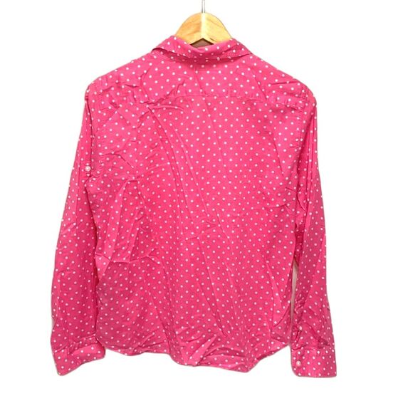 Lauren Ralph Lauren Bright Pink White Dot Cotton Voile LS Button Shirt Size PL - Picture 4 of 10